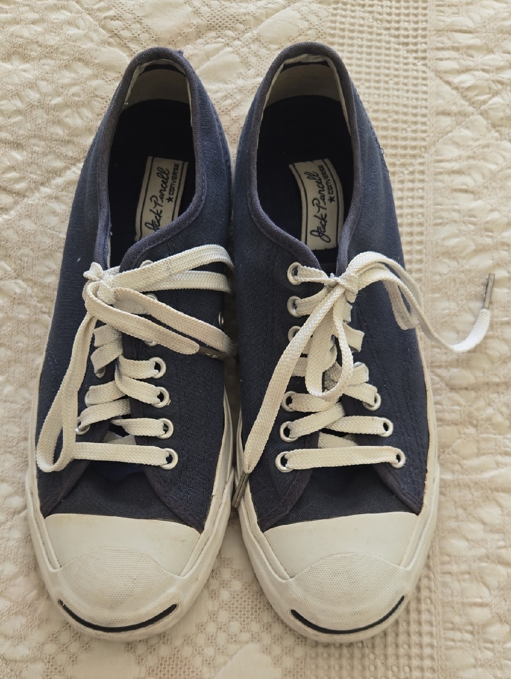 Converse Women's Jack Percell Canvas Sneakers - Navy/White Preppy 9.5